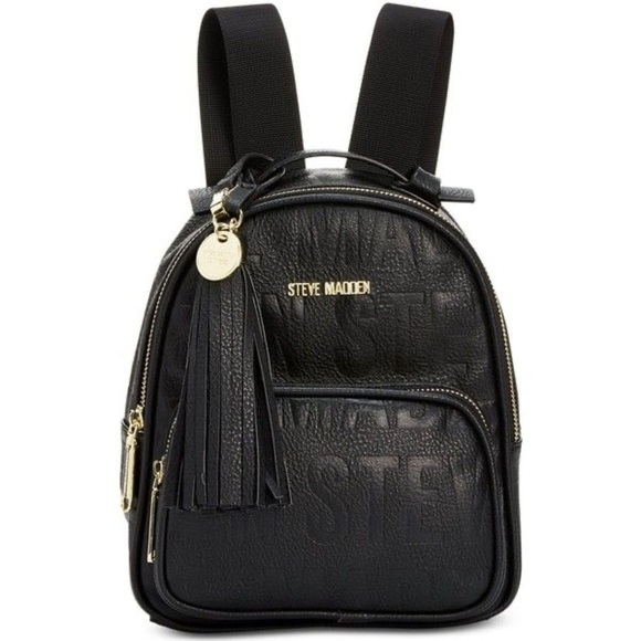 Steve Madden Black Mini Backpack with gold zipper - Picture 1 of 4